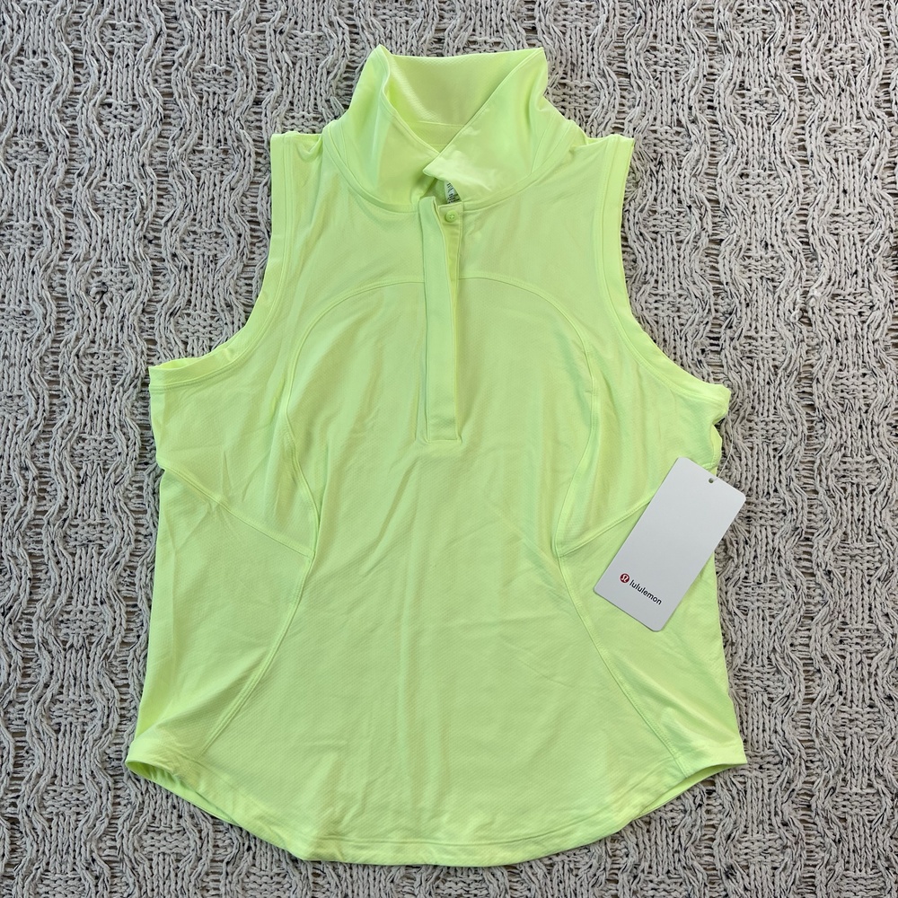 Lululemon Quick-Drying Sleeveless Polo Tank Top Womens 10 Faded Zap Green NWT